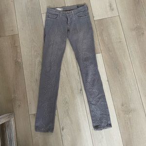 Red Engine gray patterned denim